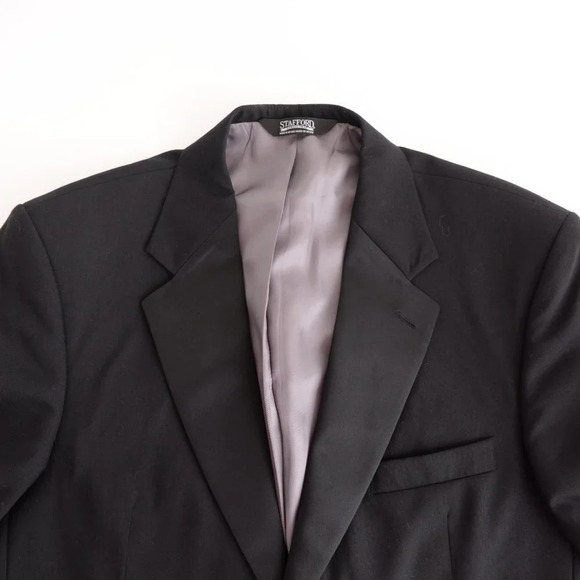 Stafford Black 100% Wool Tuxedo Set  Size 42L- 38 Waist - Picture 11 of 16